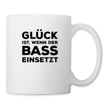 Glück ist, wenn der Bass einsetzt. Musik Rocker - Tasse - Weiß - Rechts