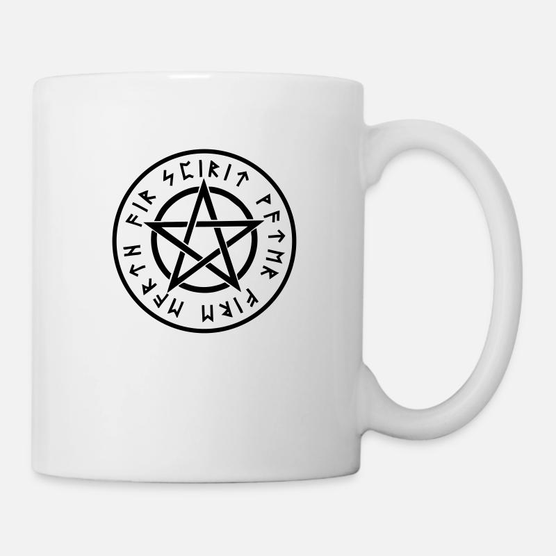 Pentagramme, pentacle, rune, runes, symboles, panneaux - Mug blanc - blanc