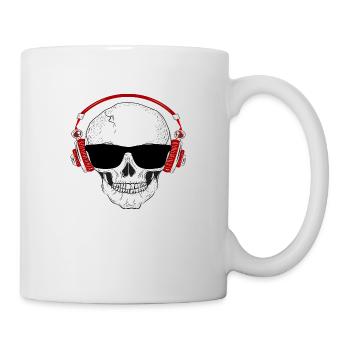 Totenkopf mit Kopfhörer - Tasse - Weiß - Rechts