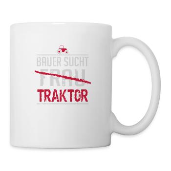 Bauer sucht Traktor - Tasse - Weiß - Rechts