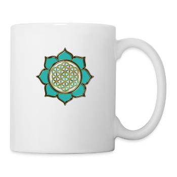 FLOWER OF LIFE - LOTUS FLOWER - turquoise - Mug - white - Right