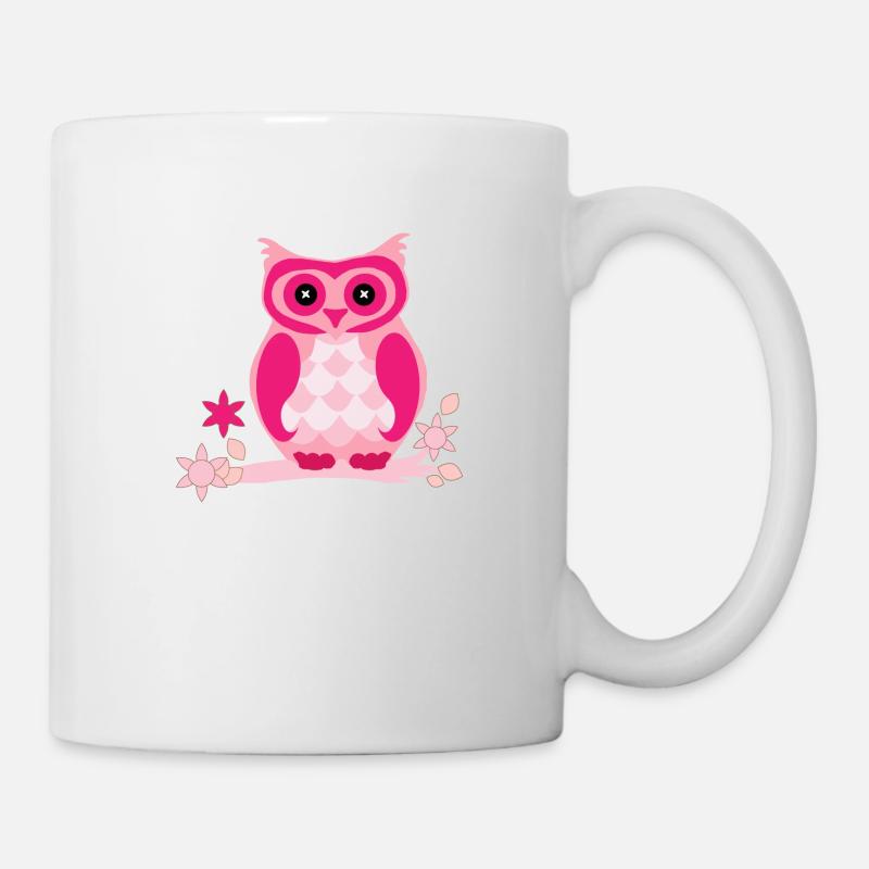 Pinke Eule - Tasse - Weiß