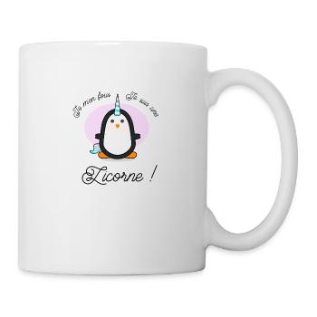 Je m'en fous j'suis une licorne - pingouin - Mug blanc - blanc - Droite