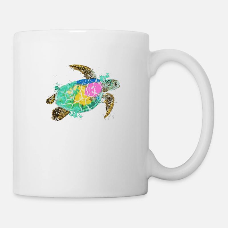 Happy Regenbogen Schildkröte - Tasse - Weiß