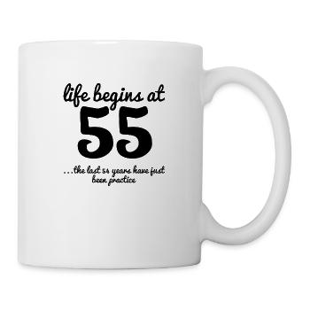 55. Birthday: Life Begins At 55 ..., The Last 54 - Mug - white - Right