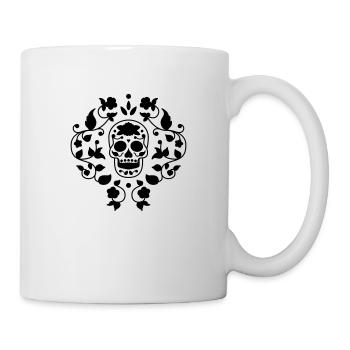 Sugar skull flower pattern t shirt graphic - Mug - white - Right