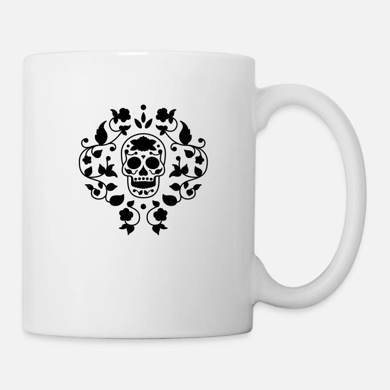Sugar skull flower pattern t shirt graphic - Mug - white