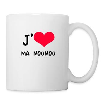 "Ich liebe mein Kindermädchen" rotes Herz - Tasse - Weiß - Rechts