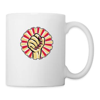 Poing peint une femme avec rouge - Mug blanc - blanc - Droite