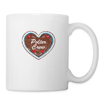 Lebkuchenherz "Polter Crew" grunge look - Tasse - Weiß - Rechts