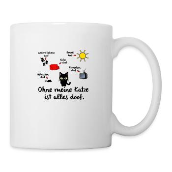 Ohne Katze - Tasse - Weiß - Rechts