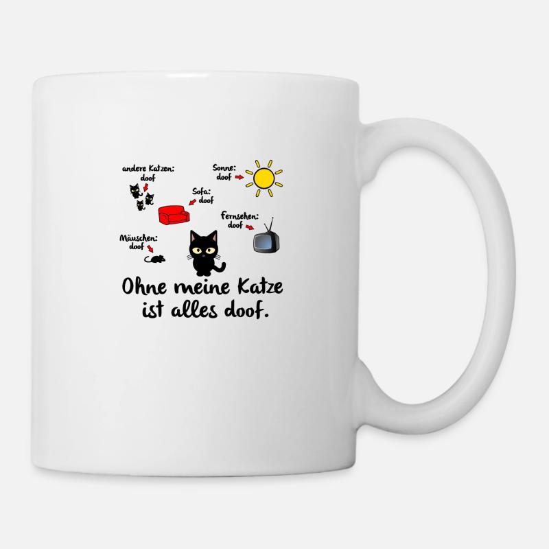 Ohne Katze - Tasse - Weiß