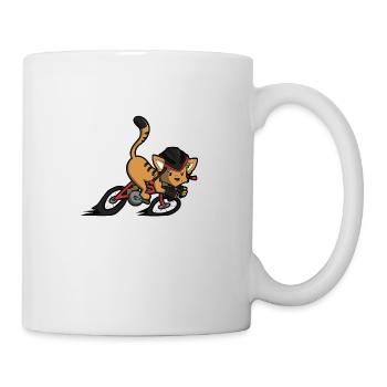Fahrrad Katze - Tasse - Weiß - Rechts