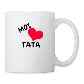 "moi aime tata" coeur rouge - Mug blanc - blanc - Droite