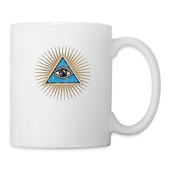 Yeux omniprésents, Triangle, Pyramide, Vintage, Dieu - Mug blanc - blanc - Droite