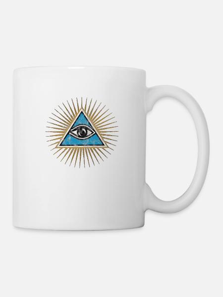 Allsehendes Auge, Dreieck, Pyramide, Vintage, Gott - Tasse - Weiß
