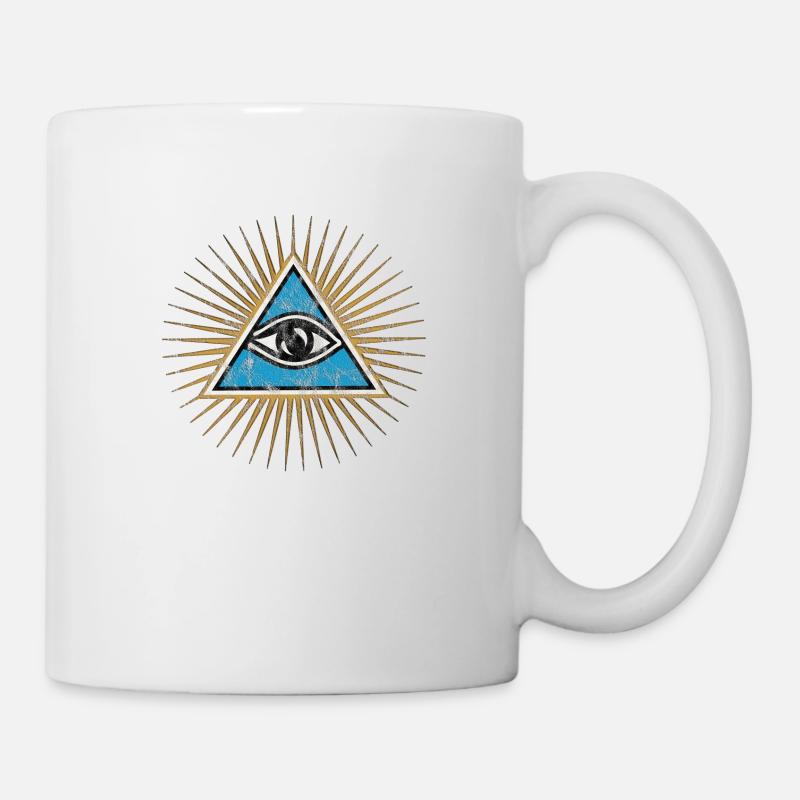 Allsehendes Auge, Dreieck, Pyramide, Vintage, Gott - Tasse - Weiß