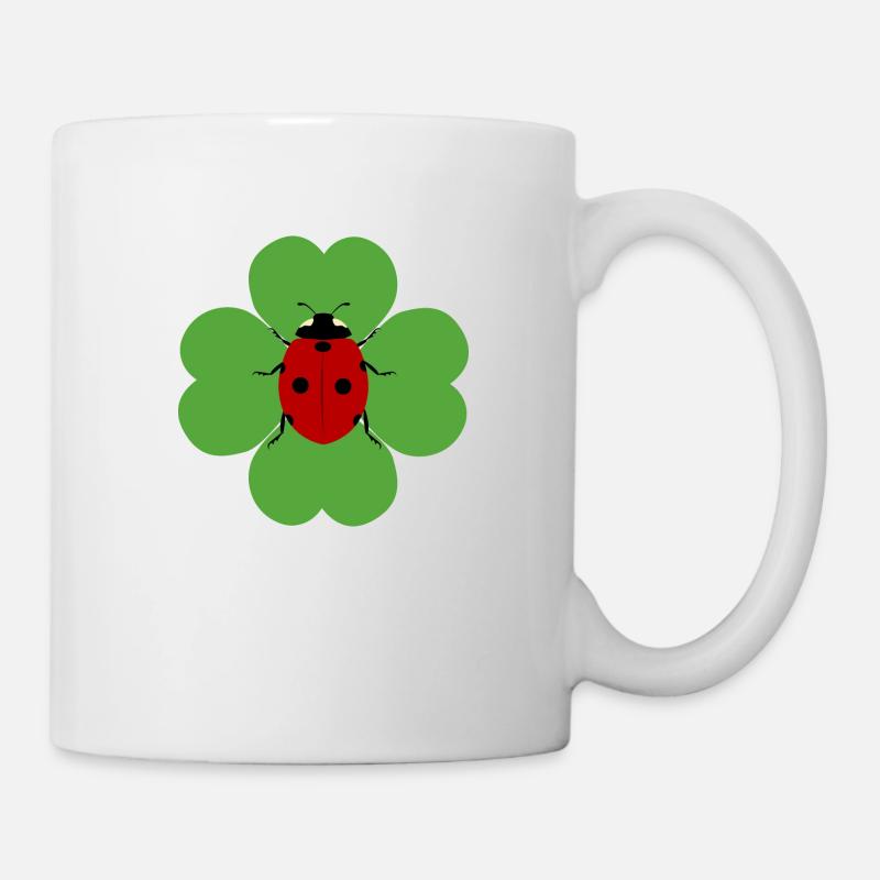 Kleeblatt Marienkäfer - Tasse - Weiß