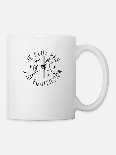 je peux pas j'ai équitation - Mug blanc - blanc