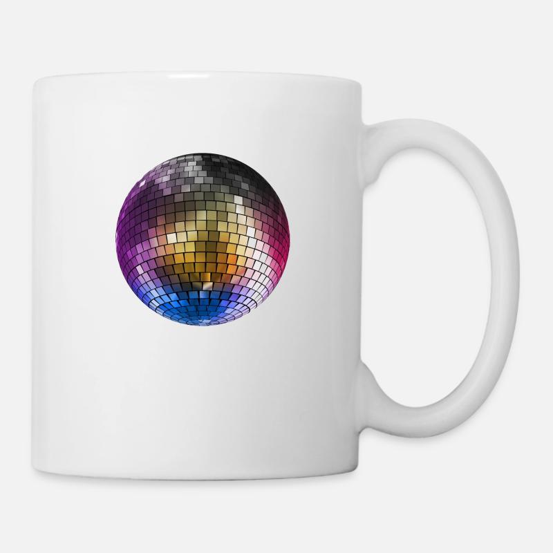 Diskokugel Mirrorball farbig - Tasse - Weiß