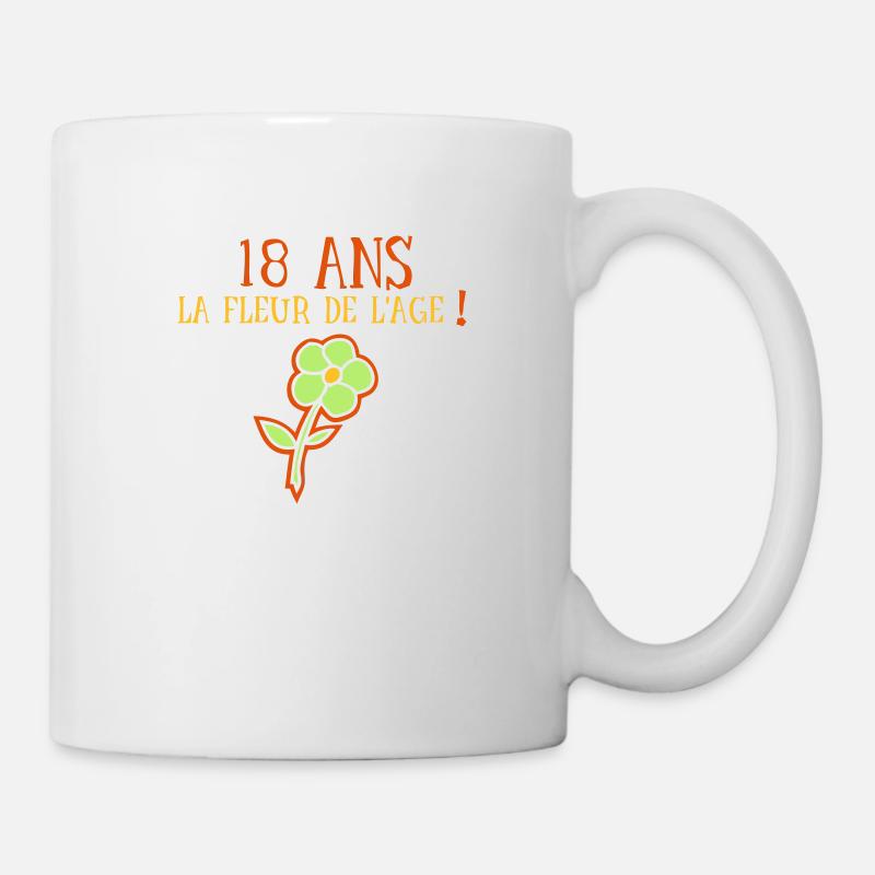 18 ans fleur age - Mug blanc - blanc