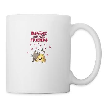 Different but best friends - Katze & Hund - Mug - white - Right