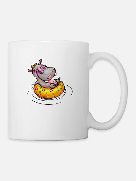 hippo with float - Tasse - Weiß