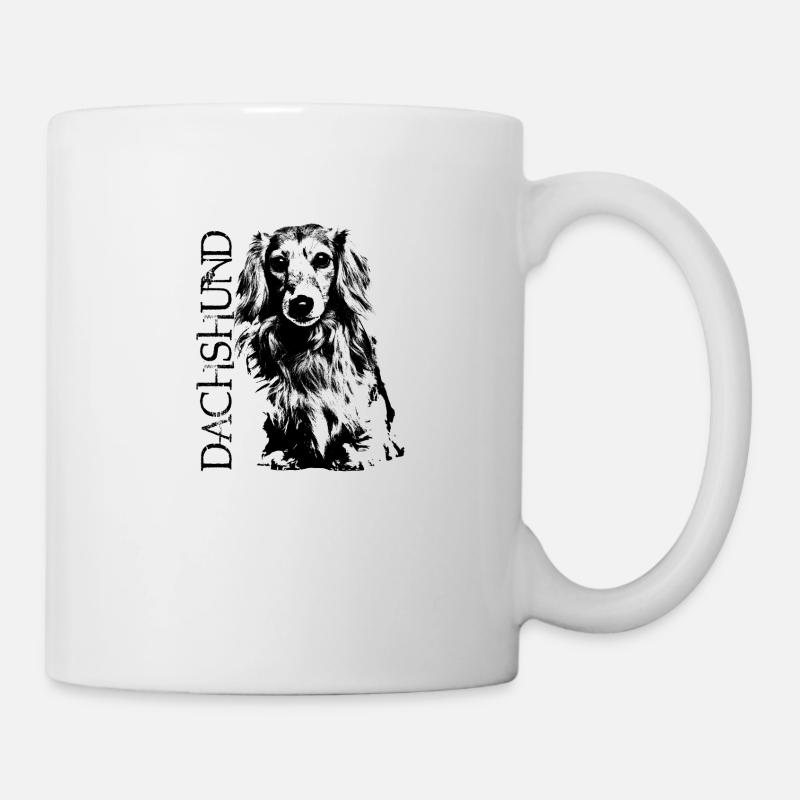 Longhaired Dachshund dog - Mug - white