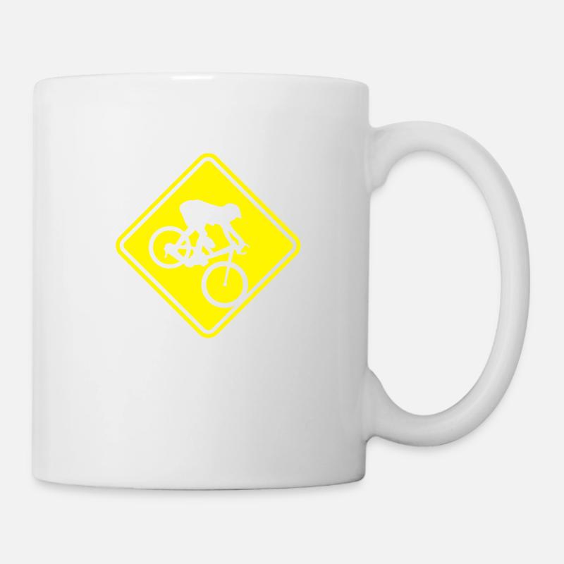 MTB Dowwnhill Mountain Biking Roadsign - Tasse - Weiß