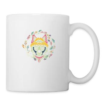 Colorful Tribal Wolf Dreamcatcher - Mug - white - Right
