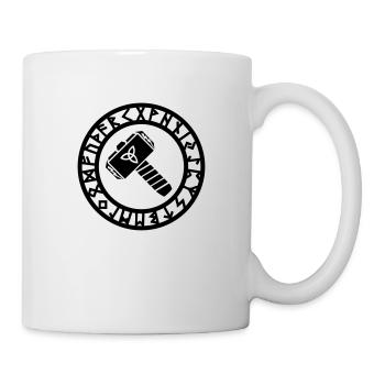 Mjölnir Thorshammer in the Futhark Runic Circle - Mug - white - Right