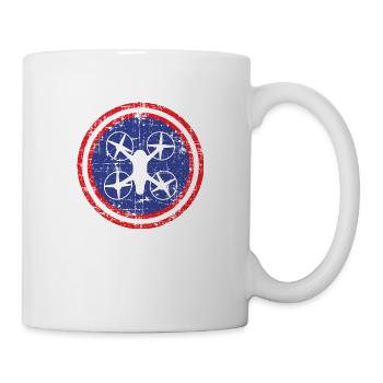 Round sign with quadrocopter in the middle - Mug - white - Right