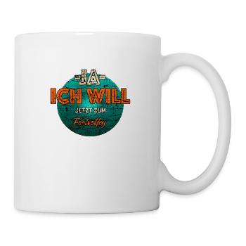 JA ICH WILL Footvolley Sport Shirt RAHMENLOS - Tasse - Weiß - Rechts