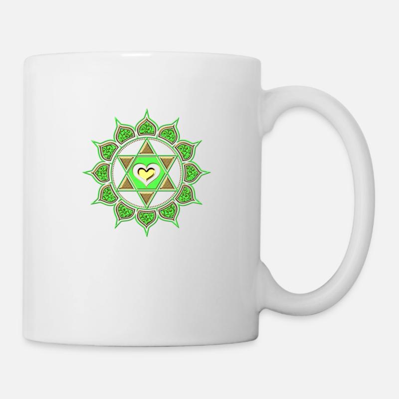 Herz Chakra, Anahata, Zentrum der Liebe Buddhismus - Tasse - Weiß