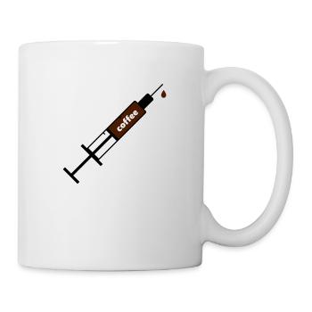 Kaffee Coffee Sucht Spritze - Tasse - Weiß - Rechts