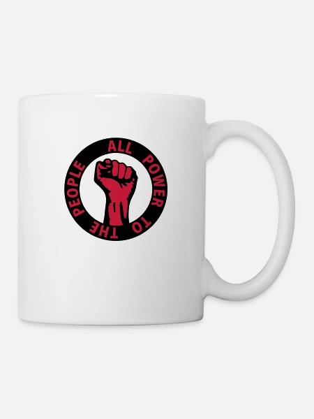 2 colors - all power to the people - against - Mug - white