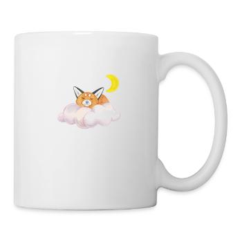 Schlafende Katze Wolke Mond Nacht Geschenk - Tasse - Weiß - Rechts