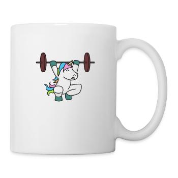 Einhorn Gewichtheber Geschenk Gym Fitness Gewicht - Tasse - Weiß - Rechts