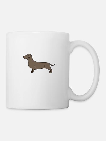 cute brown dachshund, poster, gift idea - Mug - white