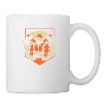 HOLZ SÄGE KETTENSÄGE GESCHENK WALD FÖRSTER BERUF - Tasse - Weiß - Rechts