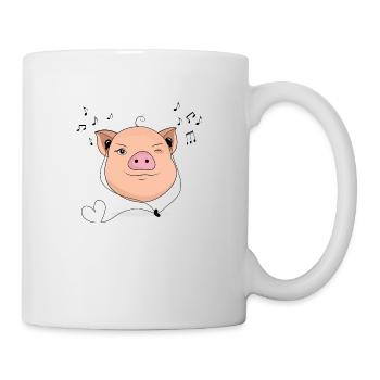 Schwein mit Kopfhörer Musik Geschenk - Tasse - Weiß - Rechts