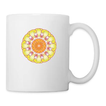 Yellow circle pattern sun flowers gift - Mug - white - Right