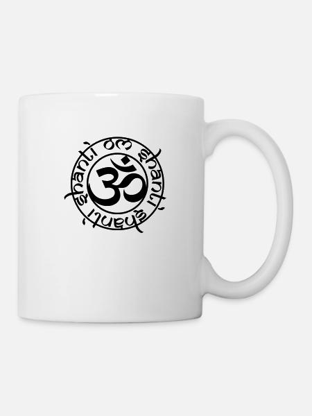 aum_om_shanti_15x15 - Tasse - Weiß