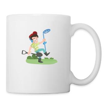 Amateur Schatzsucher mit dem Metalldetektor - Tasse - Weiß - Rechts