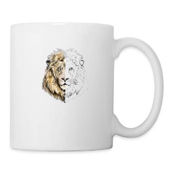 A lion drawn in gold and white - Mug - white - Right