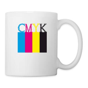 CMYK colored letters swatches - Mug - white - Right