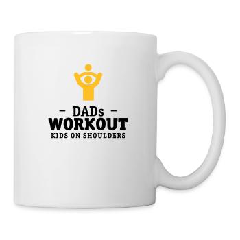 Papa's workout with child on shoulders gift - Mug - white - Right