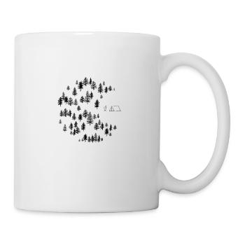 Camp dans les bois avec feu de camp et tente - Mug blanc - blanc - Droite