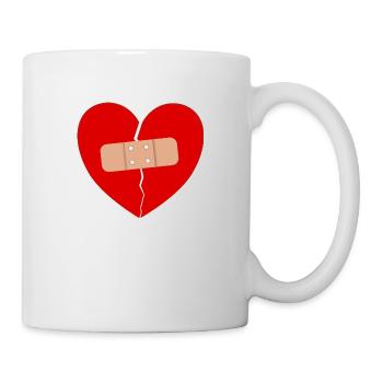 Broken heart plaster love gift sadness - Mug - white - Right