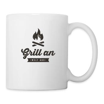 Grill an - Welt aus - dunkel - Tasse - Weiß - Rechts